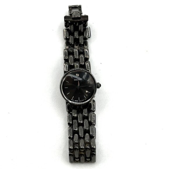 Seiko 1N00-0DB0 Black Annodized Ladies Watch 6.5" Works - Picture 5 of 9